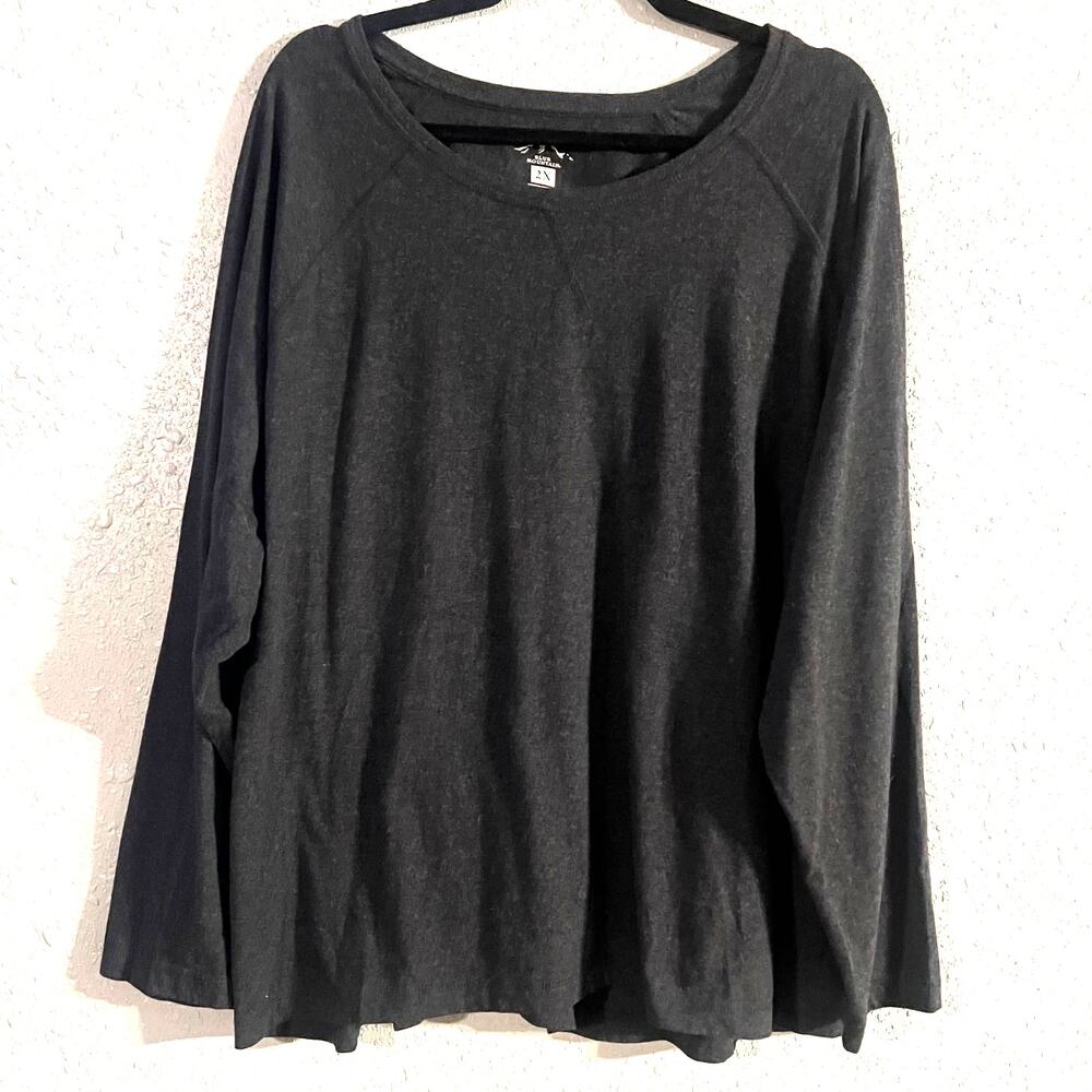 Blue Mountain Long Sleeve Grey Womans Shirt 2X Soft Loose fit overshirt